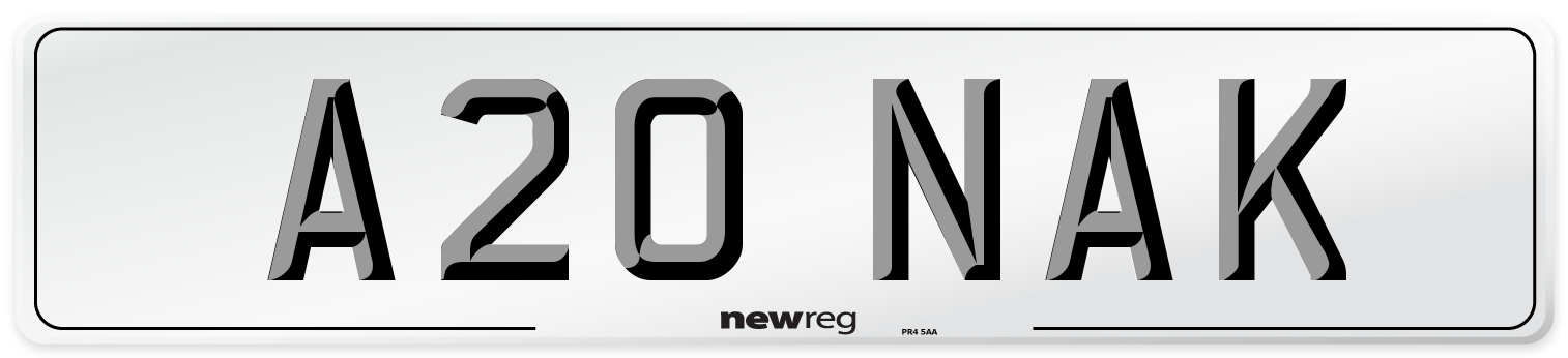A20 NAK Number Plate from New Reg